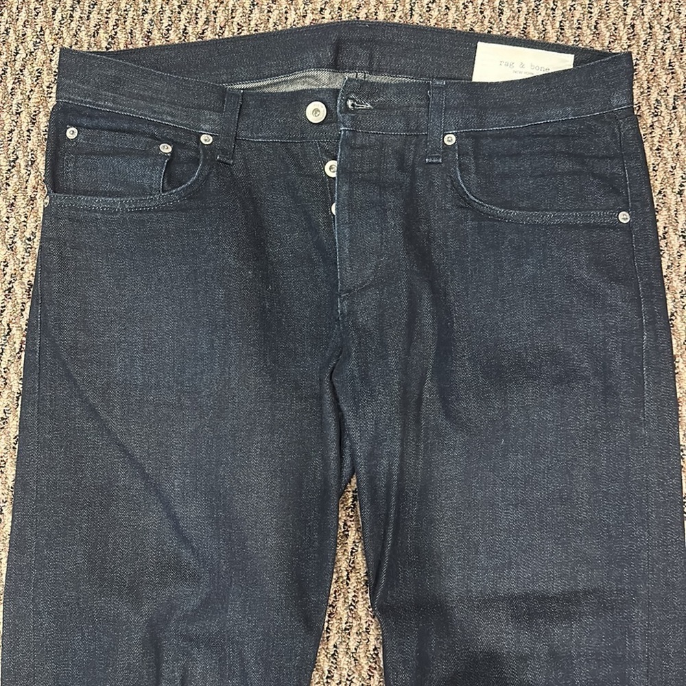 Brand new, never worn dark blue, rag & bone jeans, button up, fly, slim fit 2 - Picture 6 of 12
